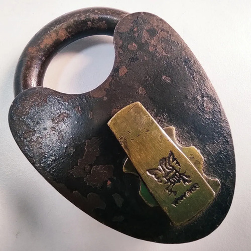 Candado Antiguo Original En Hierro Y Bronce, Forma De Corazón, Sin Llave - foto 4
