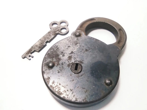 Candado Antiguo Original En Hierro, Made In USA, Con Llave - foto 6