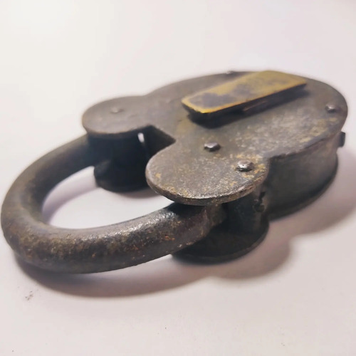 Candado Antiguo Original En Hierro Y Bronce, Sin Llave, Mickey - foto 6