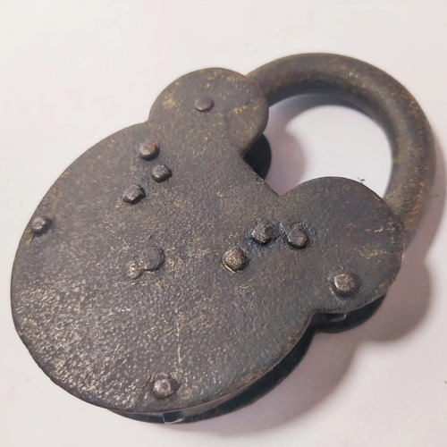 Candado Antiguo Original En Hierro Y Bronce, Sin Llave, Mickey - foto 8