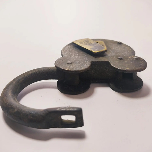 Candado Antiguo Original En Hierro Y Bronce, Sin Llave, Mickey - foto 9