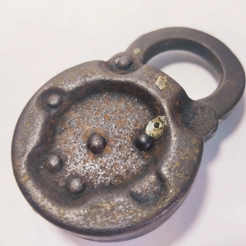 Candado Antiguo Original En Hierro, Redondo, 7,5 cm, Sin Llave - foto 4