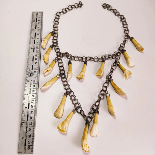 Collar Artesanal De Los Llanos De Colombia, Con Dientes Originales - foto 5