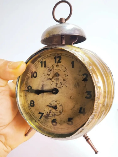 Reloj Despertador Antiguo A Cuerda, Junghans, Alemán - foto 5