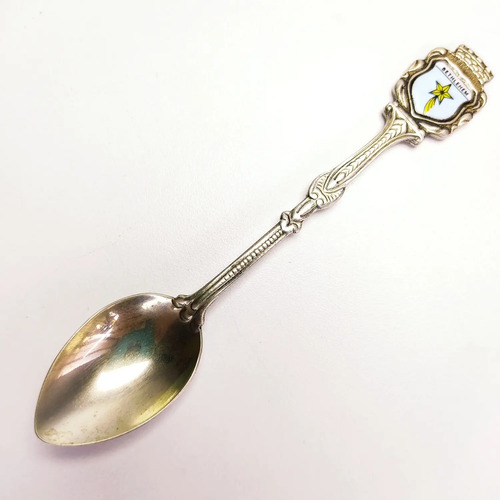Cuchara Antigua De Colección, Belén, Palestina, Baño En Plata