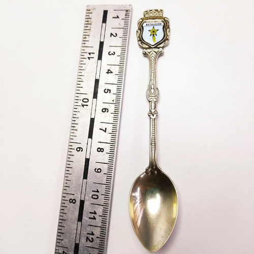Cuchara Antigua De Colección, Belén, Palestina, Baño En Plata - foto 4