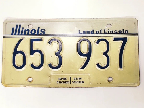 Placa Antigua De Carro, Original, Illinois 653-937