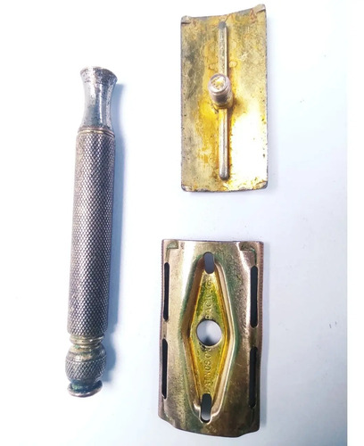 Máquina De Afeitar Antigua, Original, USA, Cabeza De Bronce - foto 2