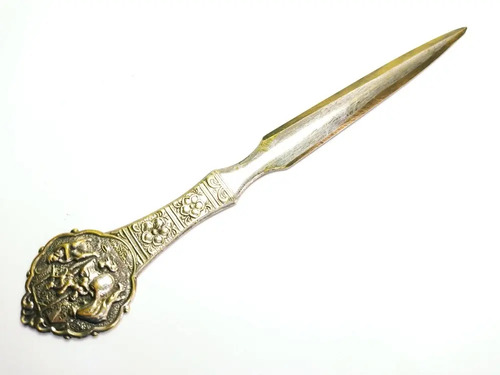 Tajapapel Antiguo De Escritorio, En Bronce Con Baño En Plata - foto 2