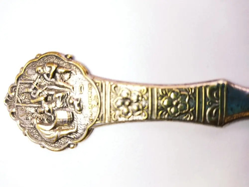 Tajapapel Antiguo De Escritorio, En Bronce Con Baño En Plata - foto 3