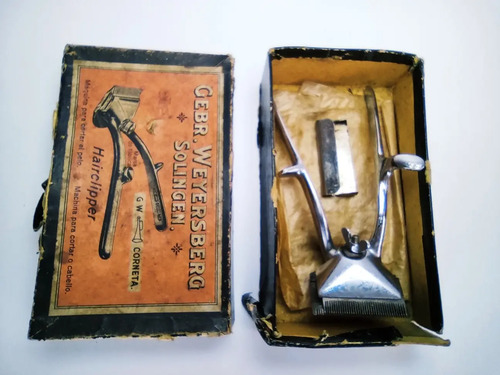 Maquina De Peluquería Antigua + Caja, Marca Corneta, Alemana