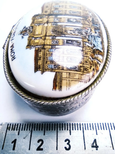 Cofre Agujetero Antiguo En Alpaca Y Porcelana, Roma - foto 4