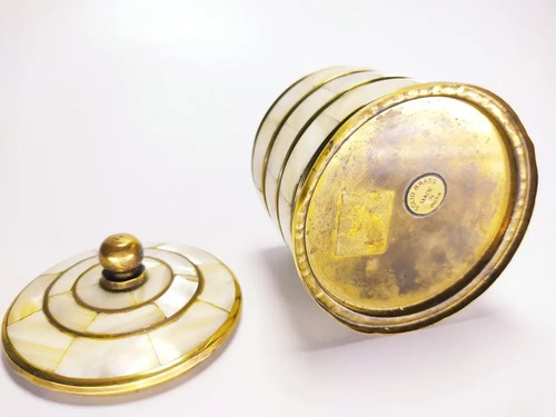 Cofré Joyero Antiguo, En Bronce Y Nácar, India - foto 7