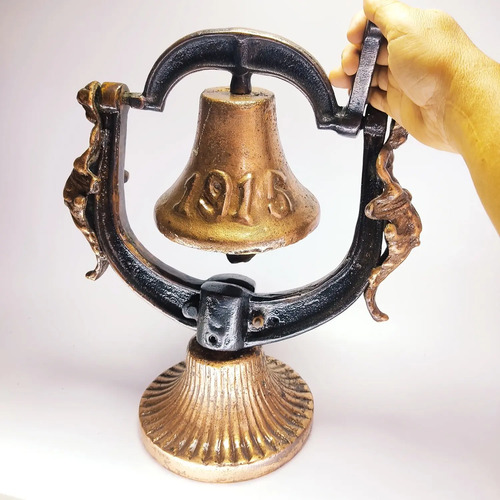 Campana Estilo Antigua Estación Férrea, En Hierro Cobrizado - foto 10