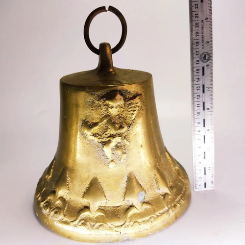 Campana Antigua En Bronce Macizo, Ángeles, 20 cm De Diámetro - foto 10