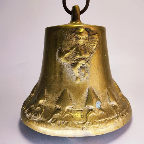 Campana Antigua En Bronce Macizo, Ángeles, 20 cm De Diámetro - foto 2
