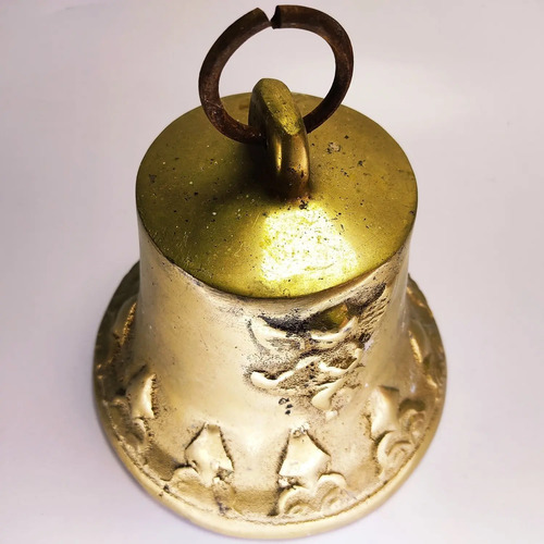Campana Antigua En Bronce Macizo, Ángeles, 20 cm De Diámetro - foto 3