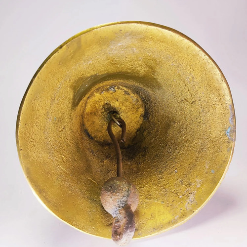 Campana Antigua En Bronce Macizo, Ángeles, 20 cm De Diámetro - foto 6