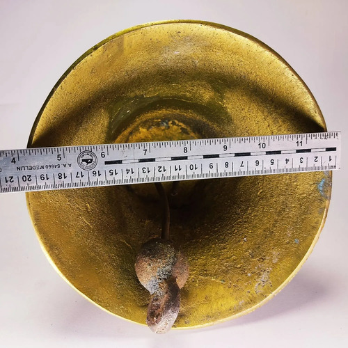 Campana Antigua En Bronce Macizo, Ángeles, 20 cm De Diámetro - foto 8