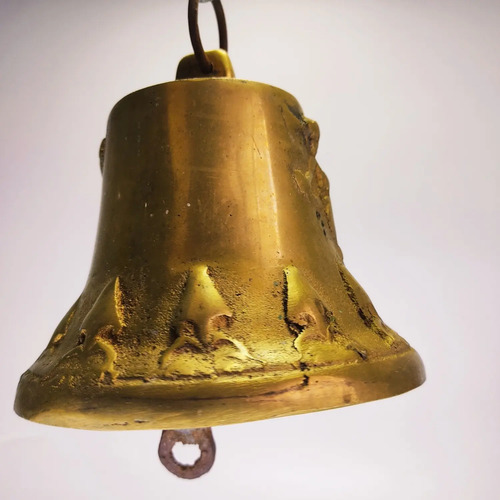 Campana Antigua En Bronce Macizo, Ángeles, 20 cm De Diámetro - foto 9